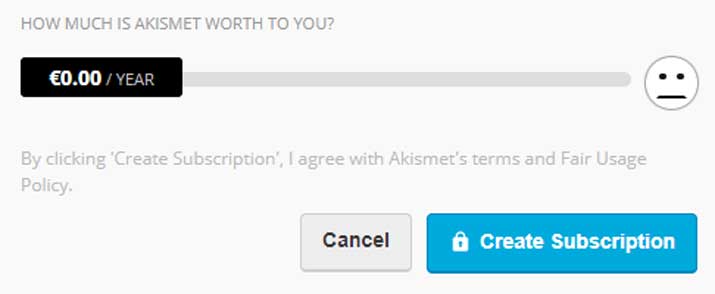 Configurazione gratuita plugin akismet